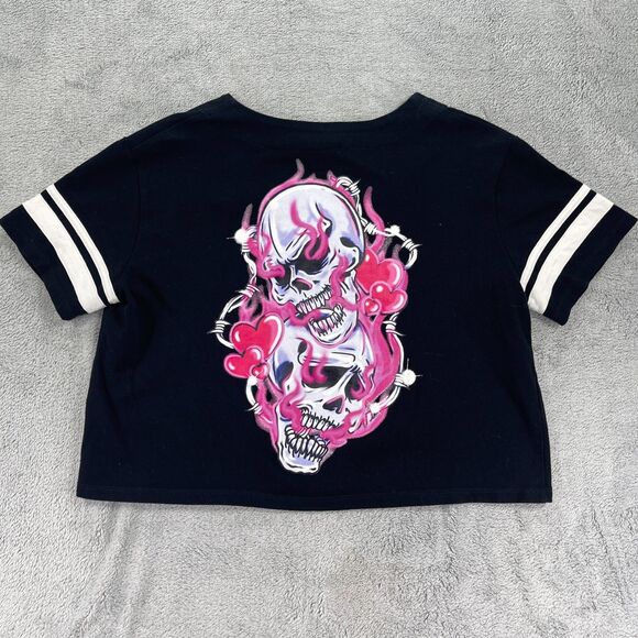 Broken Promises Top Gets Hurt Crop Baseball Jersey Womens Black Medium Black - Picture 2 of 11